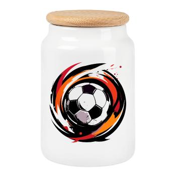 Farbwirbel Fußballball Fussball Deutschland Farben - Keksdose mit Holzdeckel - Weiß - Vorne