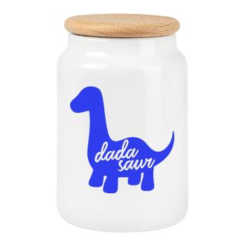 Conception du slogan drôle de dinosaure Daddysaurus Rex - Boîte à biscuits avec couvercle en bois - blanc - Devant