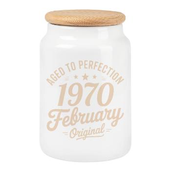 Février 1970 - February 1970 - Cookie Jar with Wooden Lid - white - Front