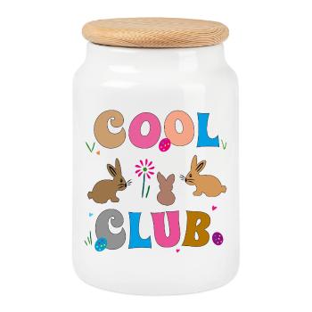 Easter - Cookie Jar with Wooden Lid - white - Front