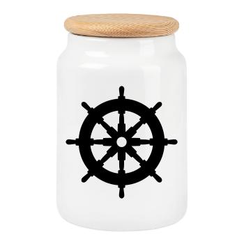 Steering wheel - Cookie Jar with Wooden Lid - white - Front