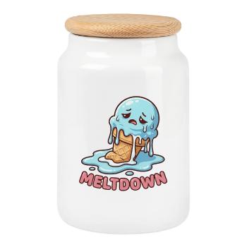 Total Meltdown - Funny Sad Dessert - Cookie Jar with Wooden Lid - white - Front