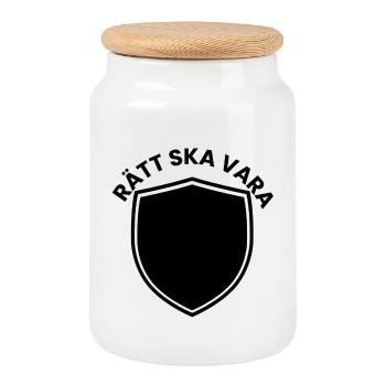 Black and white shield design minimalist - Cookie Jar with Wooden Lid - white - Front