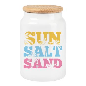 Summer - Sun Salt Sand - Cookie Jar with Wooden Lid - white - Front