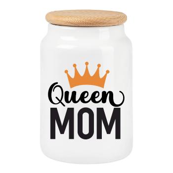 Reine Maman - Boîte à biscuits avec couvercle en bois - blanc - Devant
