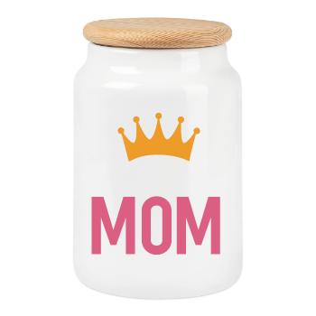 Queen Mom - Cookie Jar with Wooden Lid - white - Front