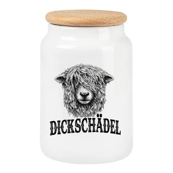 Crâne têtu de mouton drôle - Boîte à biscuits avec couvercle en bois - blanc - Devant
