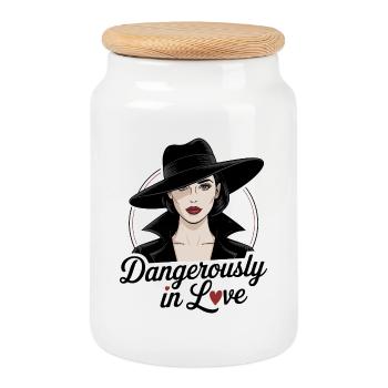 Femme Fatale - Dangerously in Love - Cookie Jar with Wooden Lid - white - Front
