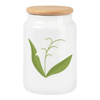 Floraison du muguet - Boîte à biscuits avec couvercle en bois - blanc - Devant