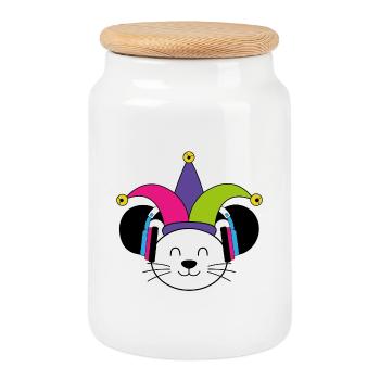 Carnival Mouse - Cookie Jar with Wooden Lid - white - Front