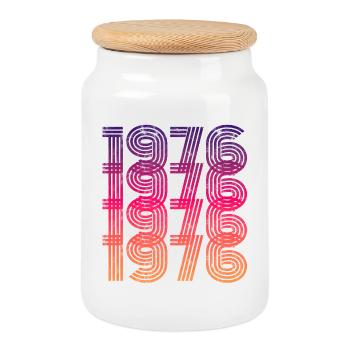 Vintage 1976 - Keksdose mit Holzdeckel - Weiß - Vorne