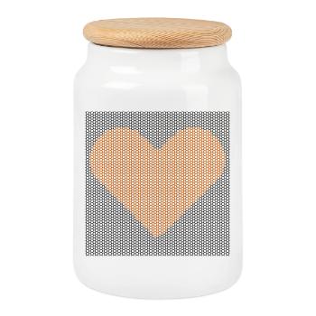 Pointillist Heart Mosaic, behing graphene bars - Cookie Jar with Wooden Lid - white - Front