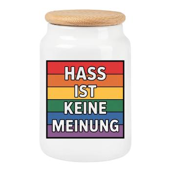 Hate is not an opinion - Antifa Tee - Cookie Jar with Wooden Lid - white - Front
