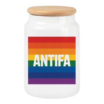 Antifa - Antifascist Merch - Cookie Jar with Wooden Lid - white - Front