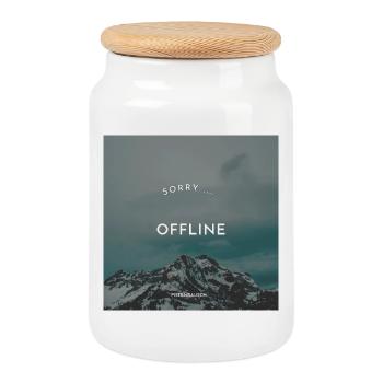 Offline in the mountains - Cookie Jar with Wooden Lid - white - Front