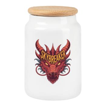 Conception du Dragon Briseur - Boîte à biscuits avec couvercle en bois - blanc - Devant