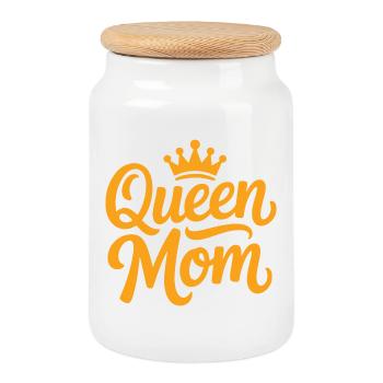 Queen Mom - Cookie Jar with Wooden Lid - white - Front