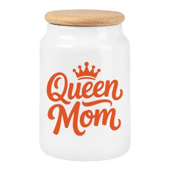 Queen Mom - Cookie Jar with Wooden Lid - white - Front