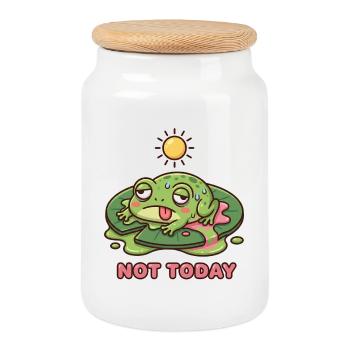 Grenouille fondante mignonne et introuvable - Boîte à biscuits avec couvercle en bois - blanc - Devant
