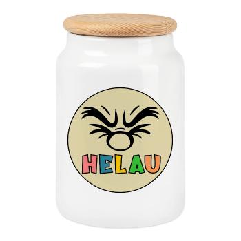Carnival Helau Costume - Cookie Jar with Wooden Lid - white - Front