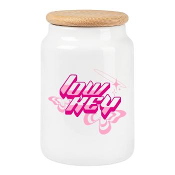 Glam Neon 80s Text - Cookie Jar with Wooden Lid - white - Front