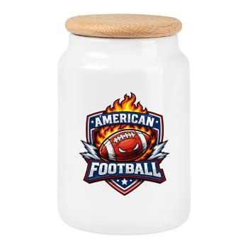 Flammendes Football Emblem - Keksdose mit Holzdeckel - Weiß - Vorne