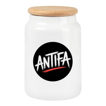 Antifa - Produits dérivés antifascistes - Boîte à biscuits avec couvercle en bois - blanc - Devant