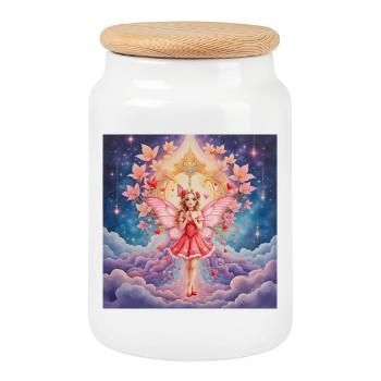 Fantasme de la Fée Rose - Boîte à biscuits avec couvercle en bois - blanc - Devant