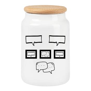 LE SILENCE - Boîte à biscuits avec couvercle en bois - blanc - Devant