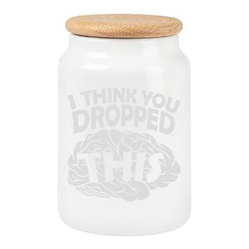 Je crois que tu as laissé tomber ton humour sarcastique, c’est le cerveau - Boîte à biscuits avec couvercle en bois - blanc - Devant