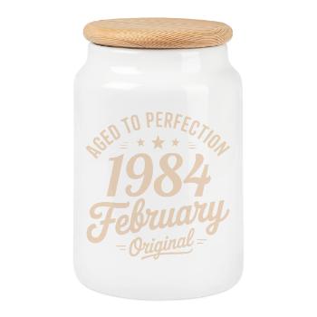 Février 1984 - February 1984 - Cookie Jar with Wooden Lid - white - Front