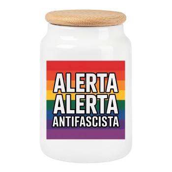 Alerta Alerta Antifascista - Antifa Tee - Cookie Jar with Wooden Lid - white - Front