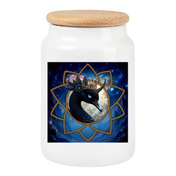 Celestial Quetzal with Crown - Cookie Jar with Wooden Lid - white - Front