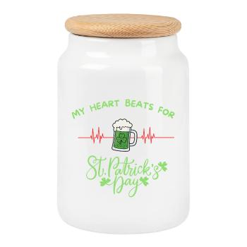 MY HEART BEATS FOR St PATRICK'S DAY - Boîte à biscuits avec couvercle en bois - blanc - Devant