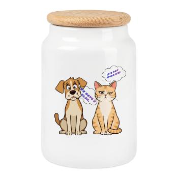 Plan Duo Pets vs Pas Fonctionne - Boîte à biscuits avec couvercle en bois - blanc - Devant