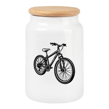 Mountainbiken - Keksdose mit Holzdeckel - Weiß - Vorne