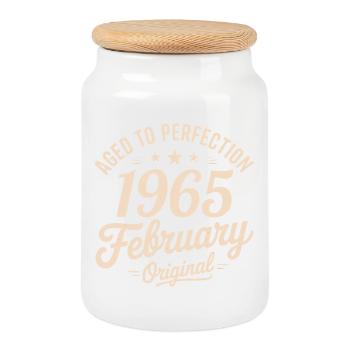Février 1965 - February 1965 - Boîte à biscuits avec couvercle en bois - blanc - Devant