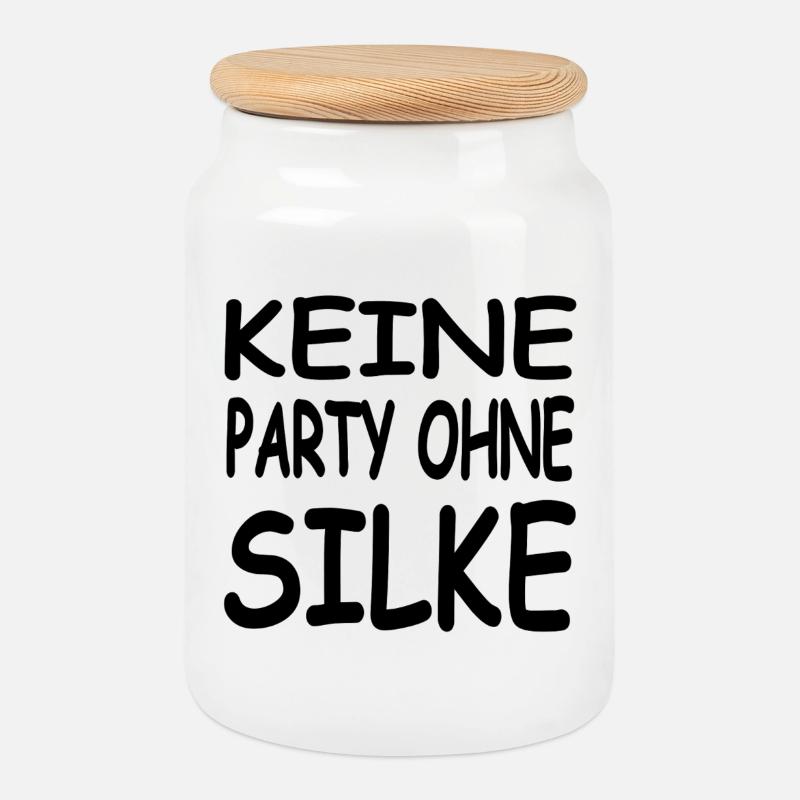 Silke - Cookie Jar with Wooden Lid - white