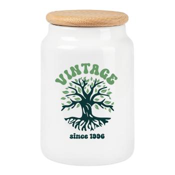 1996 Vintage - Keksdose mit Holzdeckel - Weiß - Vorne