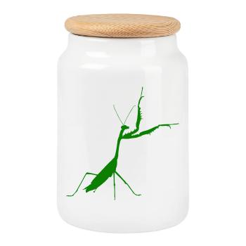 Vert mante religieuse - Boîte à biscuits avec couvercle en bois - blanc - Devant