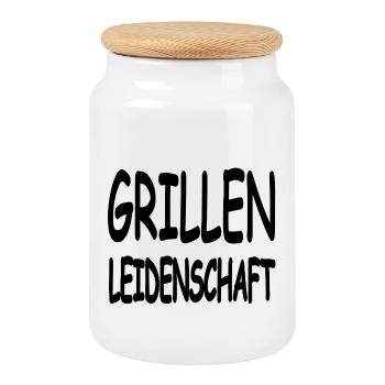 Grill - Cookie Jar with Wooden Lid - white - Front