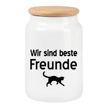 Katzen - Keksdose mit Holzdeckel - Weiß - Vorne
