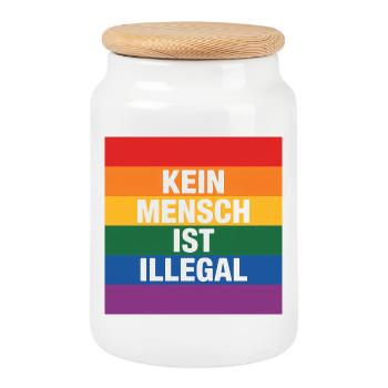 No One Is Illegal - Against the Right - Cookie Jar with Wooden Lid - white - Front