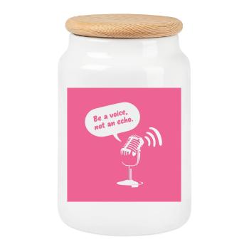 Sois une voix, pas un écho - Boîte à biscuits avec couvercle en bois - blanc - Devant