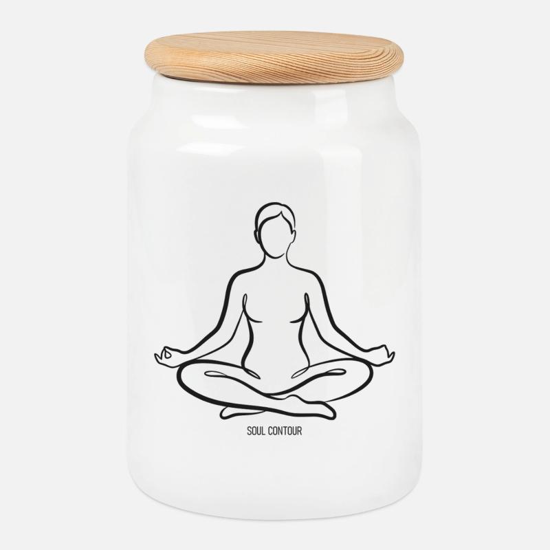 SOUL CONTOUR - Sukhasana - Keksdose mit Holzdeckel - Weiß