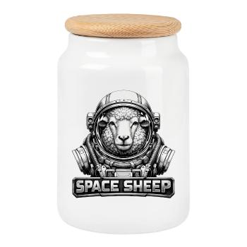 Space Sheep Astronaut - Keksdose mit Holzdeckel - Weiß - Vorne