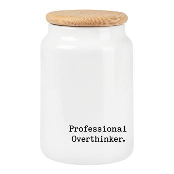 Professional OVERTHINKER Minimalist - Keksdose mit Holzdeckel - Weiß - Vorne