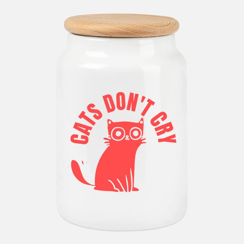 Cats Don’t Cry Stylische Grafik Katze „ - Keksdose mit Holzdeckel - Weiß