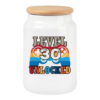 30th Birthday 30 Years of Gamer - Cookie Jar with Wooden Lid - white - Front