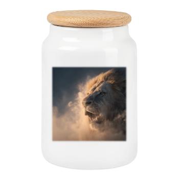 Lion des Nuages – Force Royale - Boîte à biscuits avec couvercle en bois - blanc - Devant